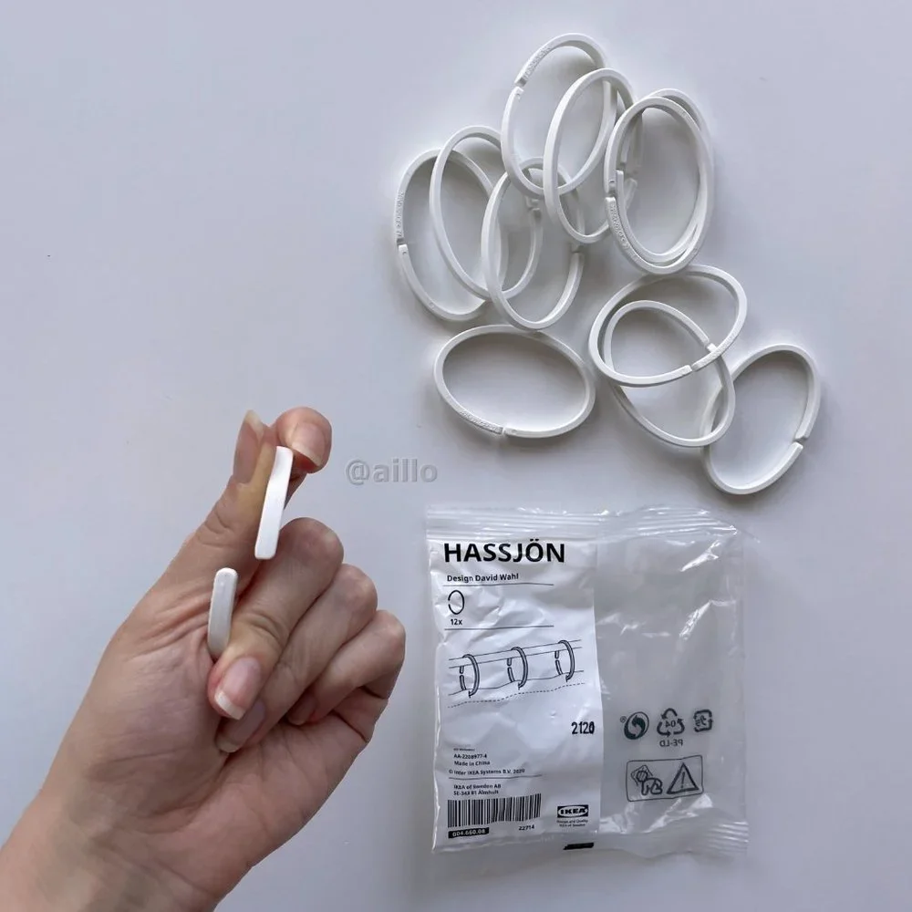 IKEA HASSJON Shower curtain rings, white